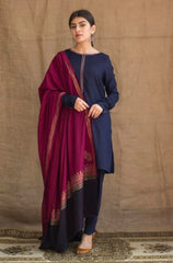 AISLING - 3PC DHANAK EMBROIDERED SHIRT WITH PRINTED TWIL SHAWL - HZG1331