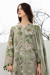 BAROQUE - 3PC KHADDAR PRINTED SHIRT WITH KHADDAR PRINTED DUPATTA AND TROUSER - HZG1465