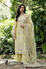 ELAF - 3PC LAWN EMBROIDERED SHIRT WITH SILK PRINTED DUPATTA AND TROUSER - HZG3048