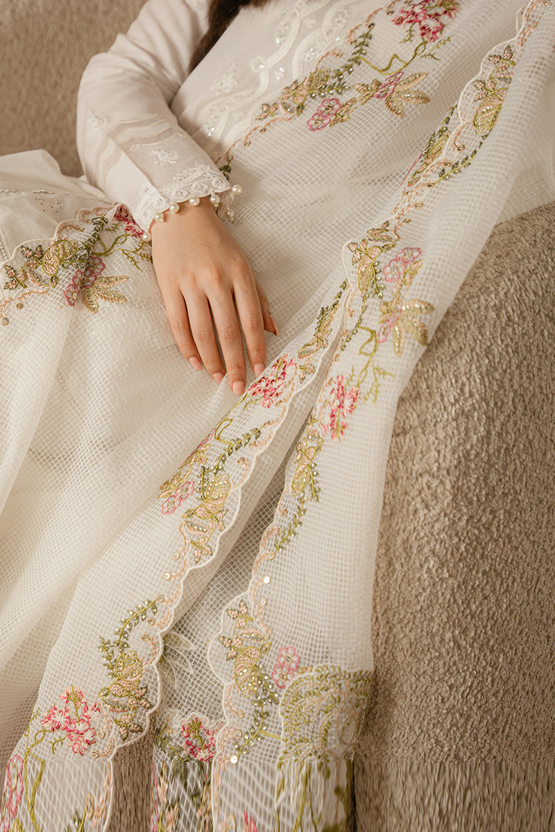 CROSS STITCH - 3PC LAWN EMBROIDERED SHIRT WITH CHECK NET DUPATTA AND TROUSER - HZG1612