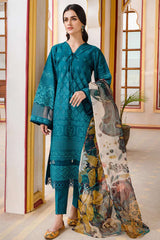 BATIK - 3PC LAWN EMBROIDERED SHIRT WITH KHAADI NET PRINTED DUPATTA AND TROUSER - HZG1564