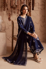 BATIK - 3PC DHANAK EMBROIDERED SHIRT WITH CHIFFON EMBROIDERED DUPATTA AND TROUSER - HZU2476