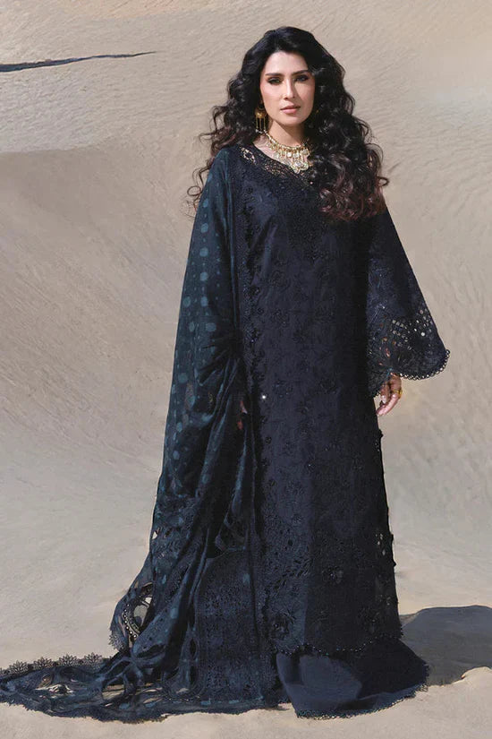 NUREH - 3PC LAWN EMBROIDERED SHIRT WITH CHIFFON PRINTED DUPATTA AND TROUSER - HZG2743