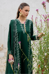 IZEL - 3PC LAWN EMBROIDERED SHIRT WITH KHADDI NET EMBROIDERED DUPATTA AND TROUSER - HZG2797