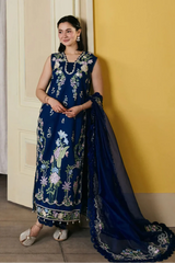 MARYAM HUSSAIN - 3PC LAWN EMBROIDERED SHIRT WITH MANAAR EMBROIDERED DUPATTA AND TROUSER - HZG3032
