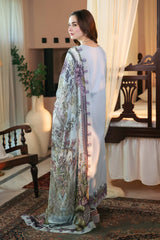JADE - 3PC DHANAK EMBROIDERED SHIRT WITH TWILL PRINTED SHAWL  AND TROUSER - HZG2208