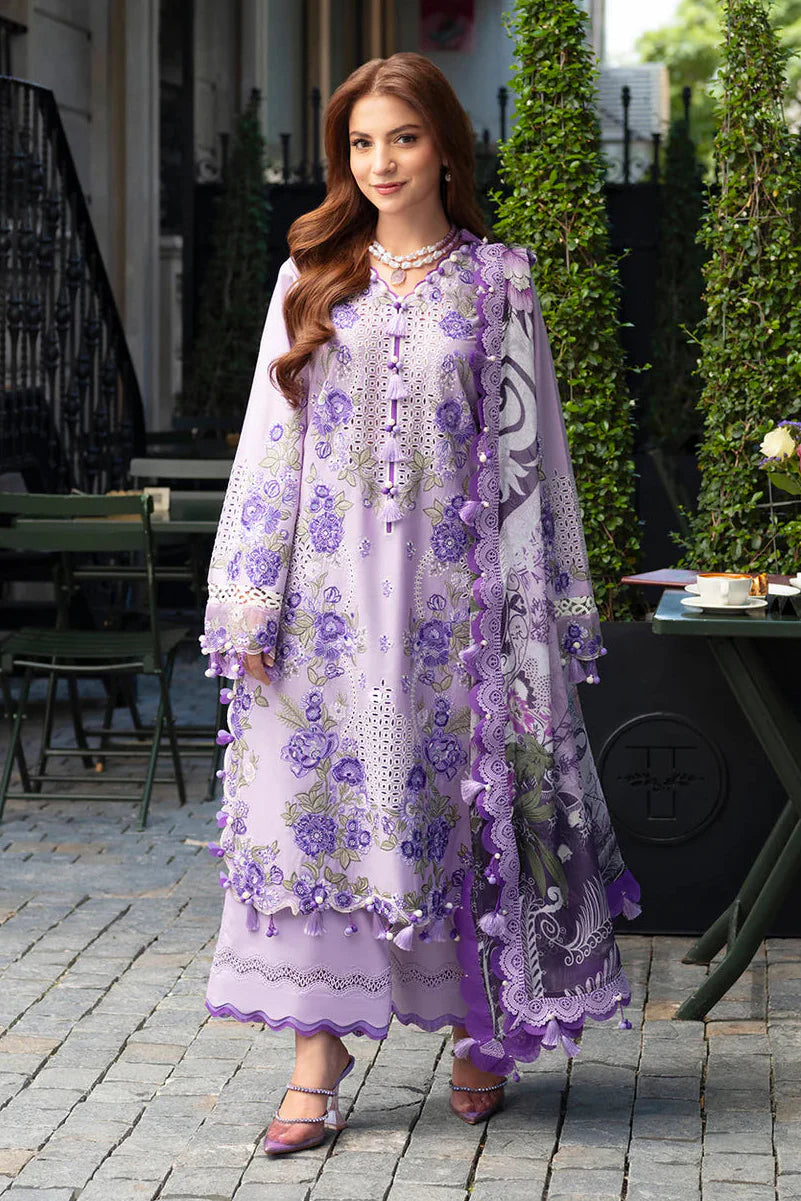 JADE - 3PC LAWN CHIKANKAARI EMBROIDERED SHIRT WITH CHIFFON PRINTED DUPATTA AND TROUSER - HZG2759