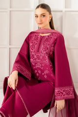 JAZMIN - 3PC LAWN EMBROIDERED SHIRT WITH CHIFFON DYED DUPATTA AND TROUSER - HZG2738