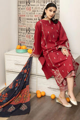 URGE - 3PC LAWN EMBROIDERED SHIRT WITH MANAAR PRINTED DUPATTA AND EMBROIDERED TROUSER - HZG1595