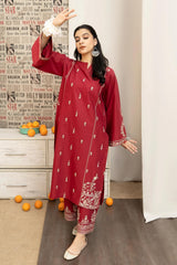 URGE - 3PC LAWN EMBROIDERED SHIRT WITH MANAAR PRINTED DUPATTA AND EMBROIDERED TROUSER - HZG1595