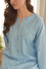 AISLING - 3PC LAWN EMBROIDERED SHIRT WITH CHIFFON PRINTED DUPATTA AND TROUSER - HZG2661