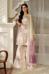 IZNIK - 3PC LAWN PRINTED SHIRT WITH SILK TYE AND DYE DUPATTA AND TROUSER - HZG2934