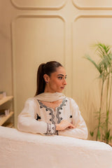 BATIK - 3PC DHANAK EMBROIDERED SHIRT WITH TYE AND DYE CHIFFON DUPATTA AND TROUSER - HZU2459