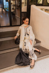 BATIK - 3PC DHANAK EMBROIDERED SHIRT WITH TYE AND DYE CHIFFON DUPATTA AND TROUSER - HZU2459
