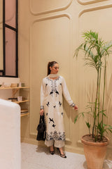 BATIK - 3PC DHANAK EMBROIDERED SHIRT WITH TYE AND DYE CHIFFON DUPATTA AND TROUSER - HZU2459