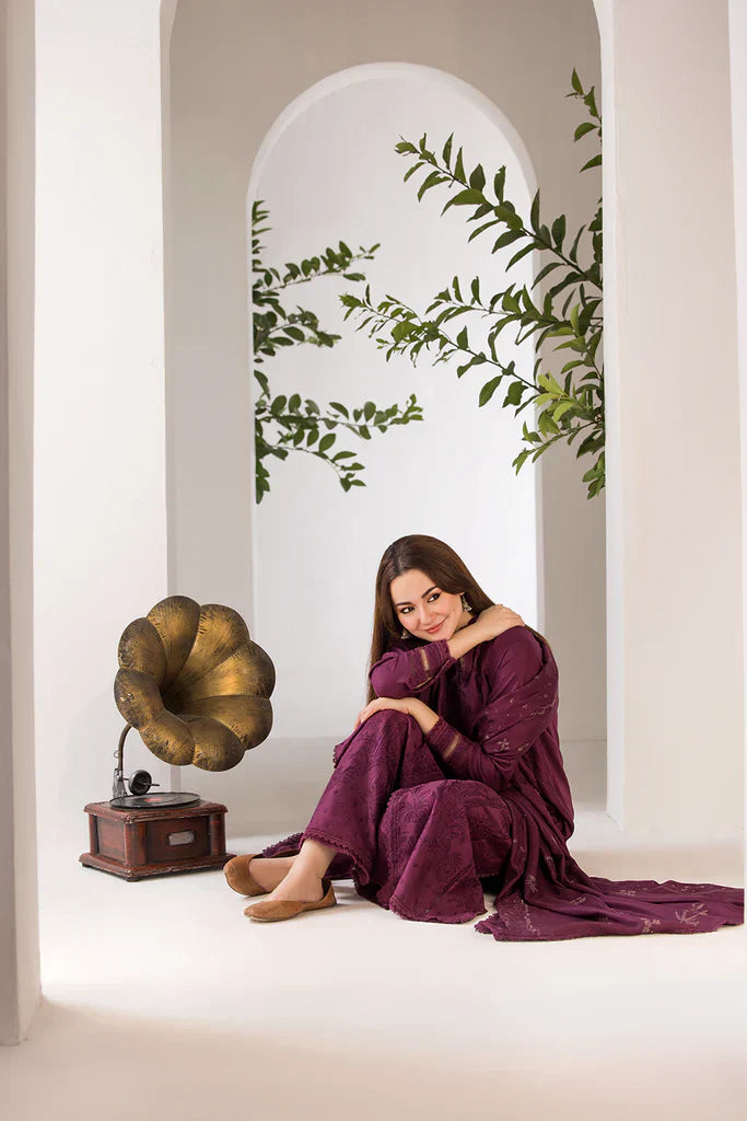 SOBIA NAZIR - 3PC LAWN EMBROIDERED SHIRT WITH CHIFFON EMBROIDERED DUPATTA AND TROUSER - HZG2044
