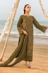 RANG RASIYA - 3PC LAWN EMBROIDERED SHIRT WITH CHIFFON EMBROIDERED DUPATTA AND TROUSER - HZG2633