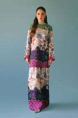 ETHNC - 2PC SILK PRINTED SHIRT WITH SILK PRINTED TROUSER - HZU2499