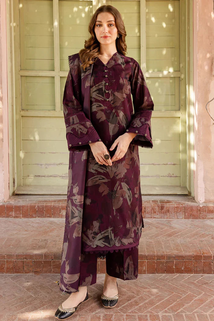 BAROQUE - 3PC KHADDAR PRINTED SHIRT WITH KHADDAR PRINTED DUPATTA AND TROUSER - HZU2558