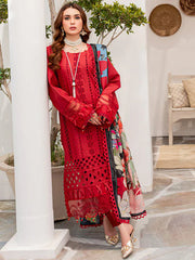 MARIA B - 3PC CHIKANKARI LAWN EMBROIDERED SHIRT WITH DIAMOND PRINTED DUPATTA AND TROUSER - HZG1561