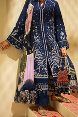 SUFFUSE - 3PC LAWN CHIKANKAARI EMBROIDERED SHIRT WITH CHIFFON PRINTED DUPATTA AND TROUSER - HZG2689