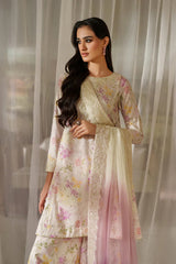 IZNIK - 3PC LAWN PRINTED SHIRT WITH SILK TYE AND DYE DUPATTA AND TROUSER - HZG2934