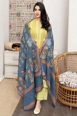 URGE - 3PC LAWN EMBROIDERED SHIRT WITH MANAAR PRINTED DUPATTA AND EMBROIDERED TROUSER - HZG3005