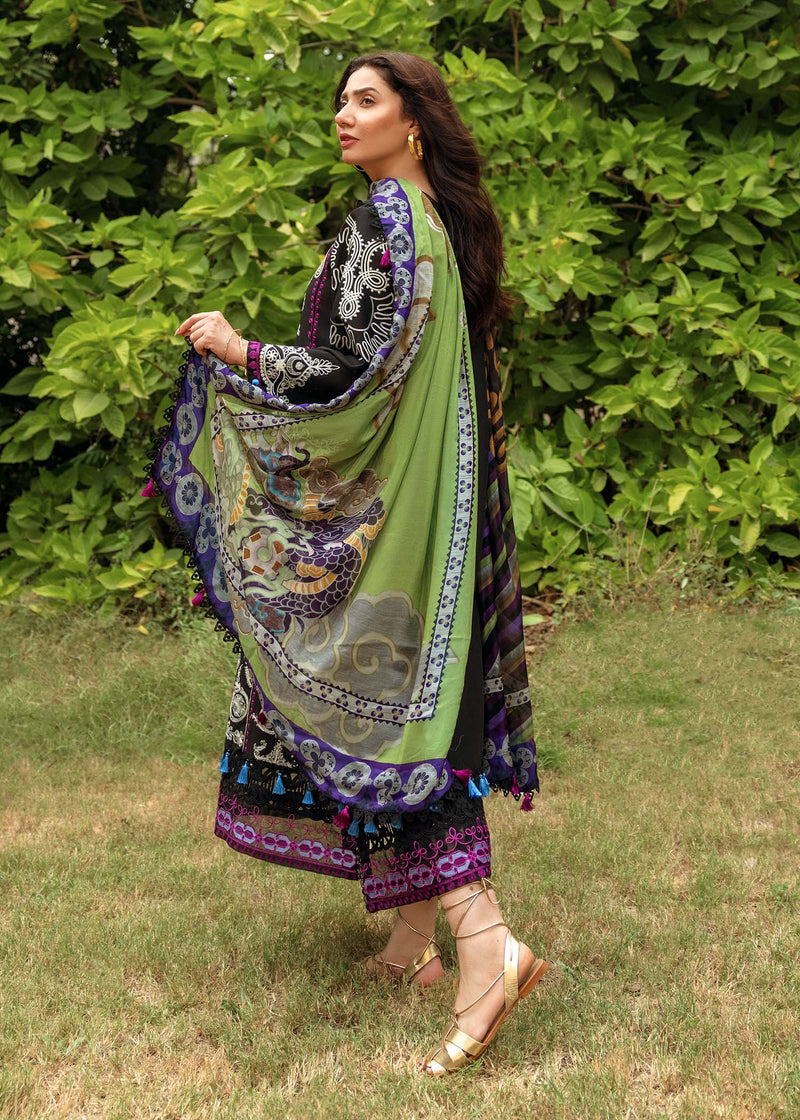 SIRA - 3PC LAWN EMBROIDERED SHIRT WITH MANAAR PRINTED DUPATTA AND TROUSER - HZG1728
