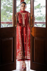 CROSS STITCH - 3PC DHANAK EMBROIDERED SHIRT WITH TWILL PRINTED SHAWL AND TROUSER - HZG1929