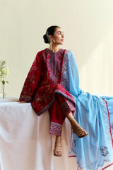 ZARA SHAH JAHAN - 3PC LAWN EMBROIDERED SHIRT WITH CHIFFON EMBROIDERED DUPATTA AND TROUSER - HZG2311