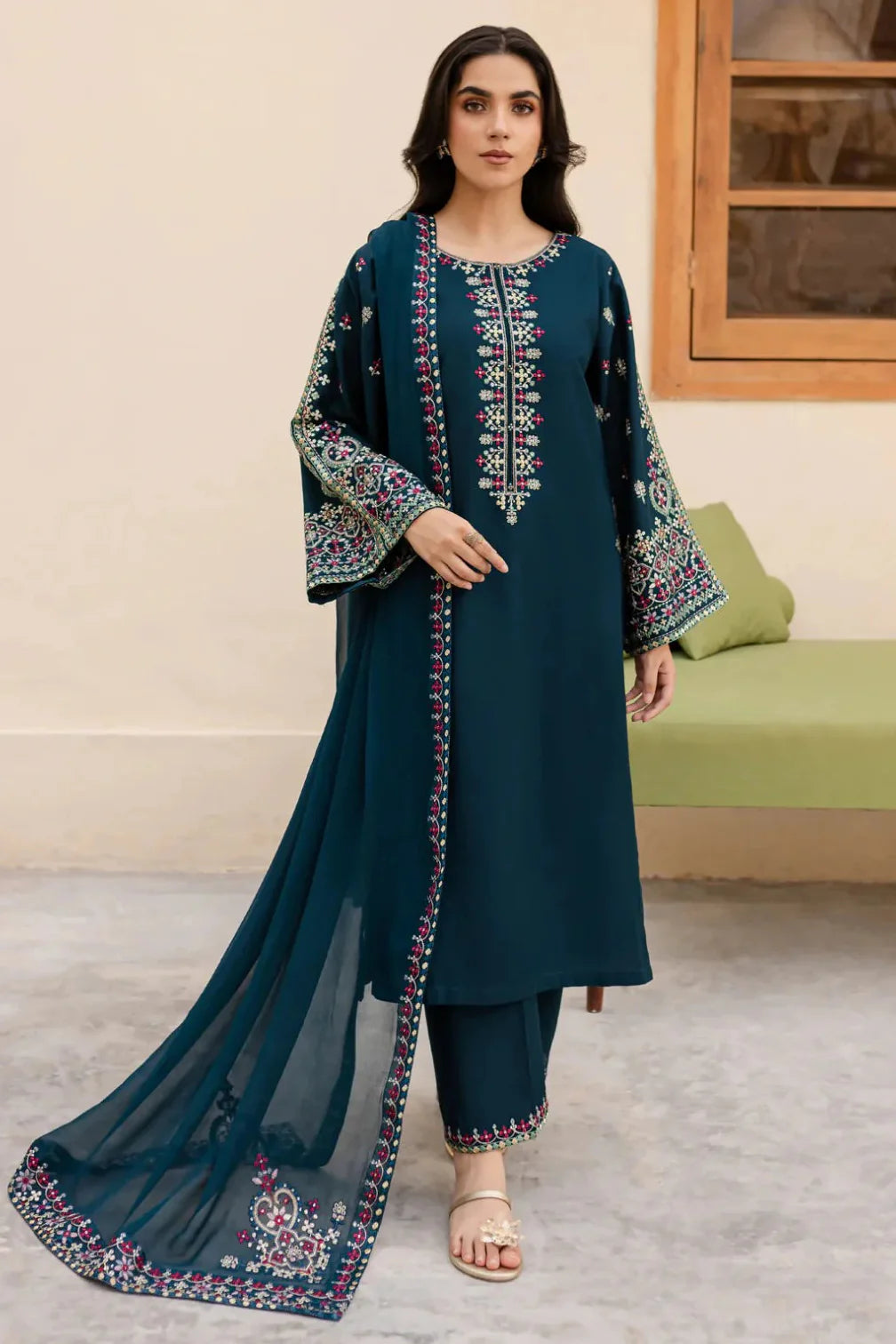 BATIK - 3PC LAWN EMBROIDERED SHIRT WITH CHIFFON EMBROIDERED DUPATTA AND TROUSER - HZG2779