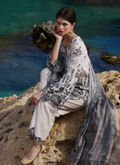 IMAGE - 3PC LAWN EMBROIDERED SHIRT WITH MANAAR PRINTED DUPATTA AND TROUSER - HZG2166