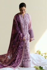 ZARA SHAH JAHAN - DHANAK EMBROIDERED SHIRT WITH TWILL PRINTED SHAWL AND TROUSER - HZG2284
