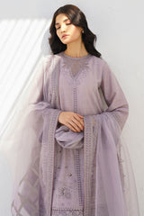 JAZMIN - 3PC LAWN EMBROIDERED SHIRT WITH ORGANZA EMBROIDERED DUPATTA AND TROUSER - HZG1587