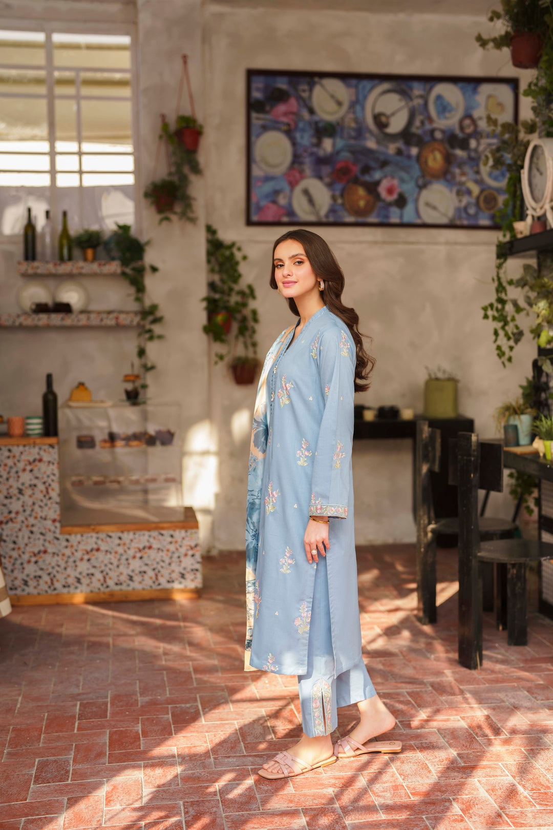 BATIK - 3PC LAWN EMBROIDERED SHIRT WITH PRINTED DUPATTA AND TROUSER - HZG1721