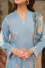 BATIK - 3PC LAWN EMBROIDERED SHIRT WITH PRINTED DUPATTA AND TROUSER - HZG1721