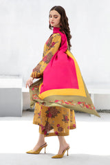 BAROQUE - 3PC KHADDAR PRINTED SHIRT WITH KHADDAR PRINTED DUPATTA AND TROUSER - HZG1422