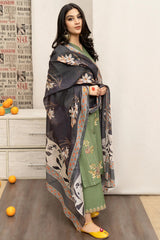 URGE - 3PC LAWN EMBROIDERED SHIRT WITH MANAAR PRINTED DUPATTA AND EMBROIDERED TROUSER - HZG1599
