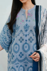 ZARA SHAHJAHAN - 3PC LAWN EMBROIDERED SHIRT WITH CHIFFON PRINTED DUPATTA AND TROUSER - HZG2643