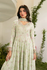IZNIK - 3PC LAWN PRINTED FROCK WITH SILK PRINTED DUPATTA AND TROUSER - HZG3012
