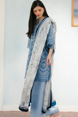 ZARA SHAHJAHAN - 3PC LAWN EMBROIDERED SHIRT WITH CHIFFON PRINTED DUPATTA AND TROUSER - HZG2643