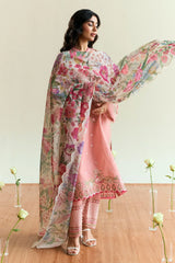 ZARA SHAH JAHAN - 3PC LAWN EMBROIDERED SHIRT WITH MANAAR PRINTED DUPATTA AND TROUSER - HZG2291