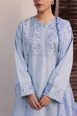 JAZMIN - 3PC LAWN EMBROIDERED SHIRT WITH MANAAR PRINTED DUPATTA AND TROUSER - HZG2971
