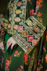 BAROQUE - 3PC SHAMOZE SILK PRINTED EMBROIDERED SHIRT WITH SILK PRINTED EMBROIDERED DUPATTA AND TROUSER - HZU2497