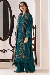SOBIA NAZIR - 3PC LAWN EMBROIDERED SHIRT WITH MANAR PRINTED DUPATTA AND TROUSER - HZG1924