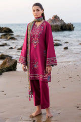 JAZMIN - 3PC DHANAK EMBROIDERED SHIRT WITH TWILL PRINTED SHAWL AND TROUSER - HZG2354