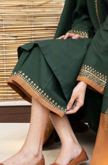 AISLING - 3PC DHANAK EMBROIDERED SHIRT WITH PRINTED TWILL SHAWL AND TROUSER - HZG1052