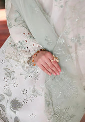 CROSS STITCH - 3PC LAWN LASERWORK EMBROIDERED SHIRT WITH ORGANZA EMBROIDERED DUPATTA AND TROUSER - HZG3021