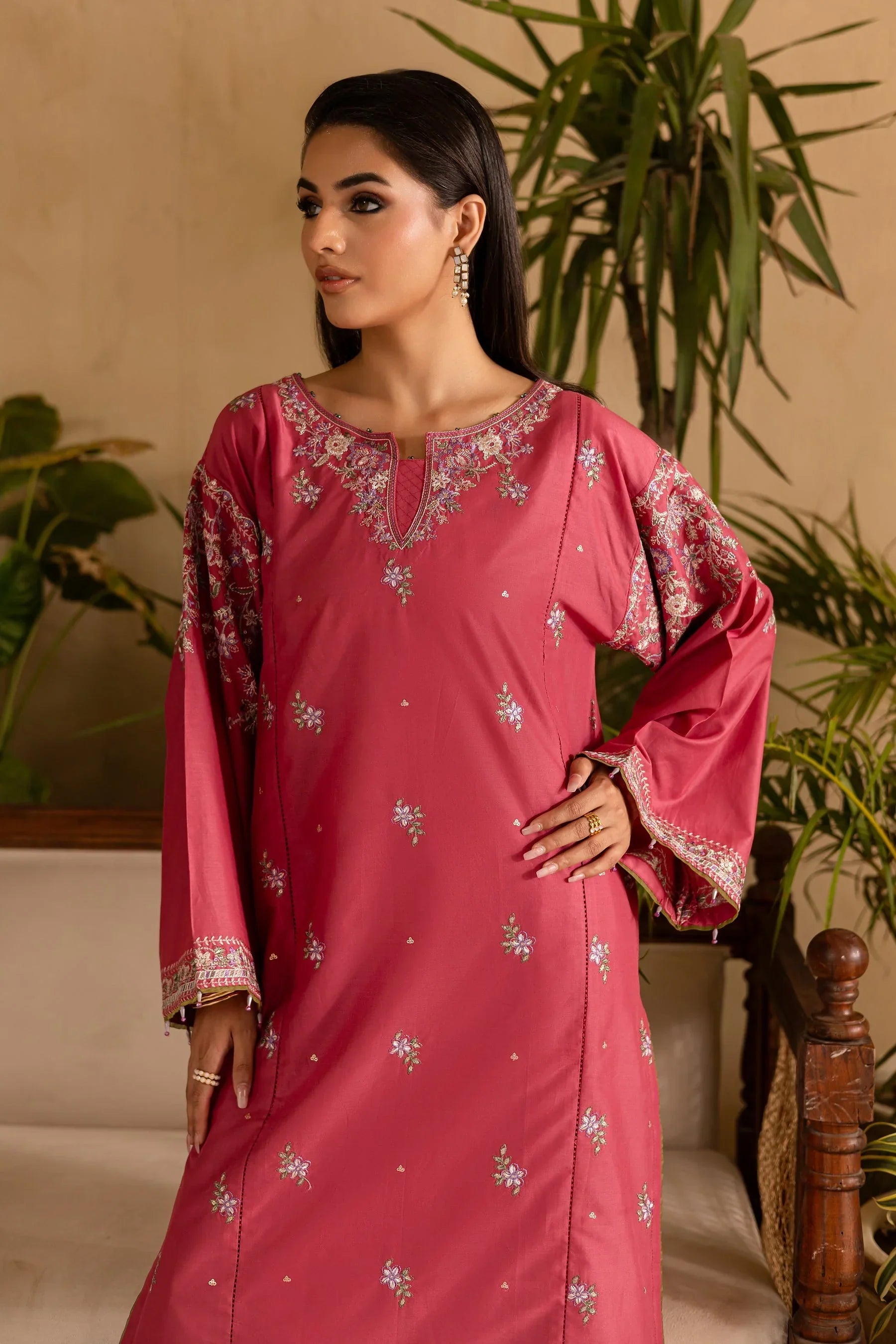 BATIK - 2PC DHANAK EMBROIDERED SHIRT AND EMBROIDERED TROUSER - HZG2376