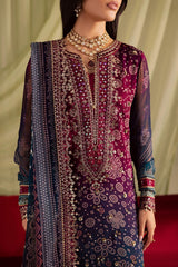 NUREH - 3PC LAWN PRINTED SHIRT WITH CHUNRI PRINTED DUPATTA AND TROUSER - HZG2933
